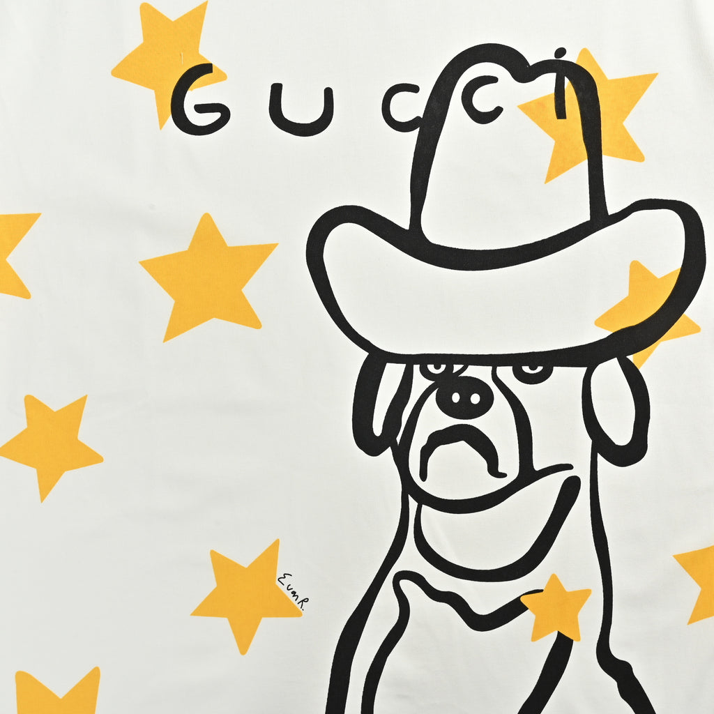 Gucci New Cartoon Series Cowboy Dog Short Sleeve T-Shirt – Off-White TS2600331
