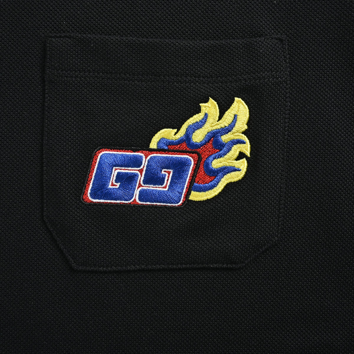Gucci 24SS Year of the Dragon Flame Embroidered Pocket Polo Shirt – Black