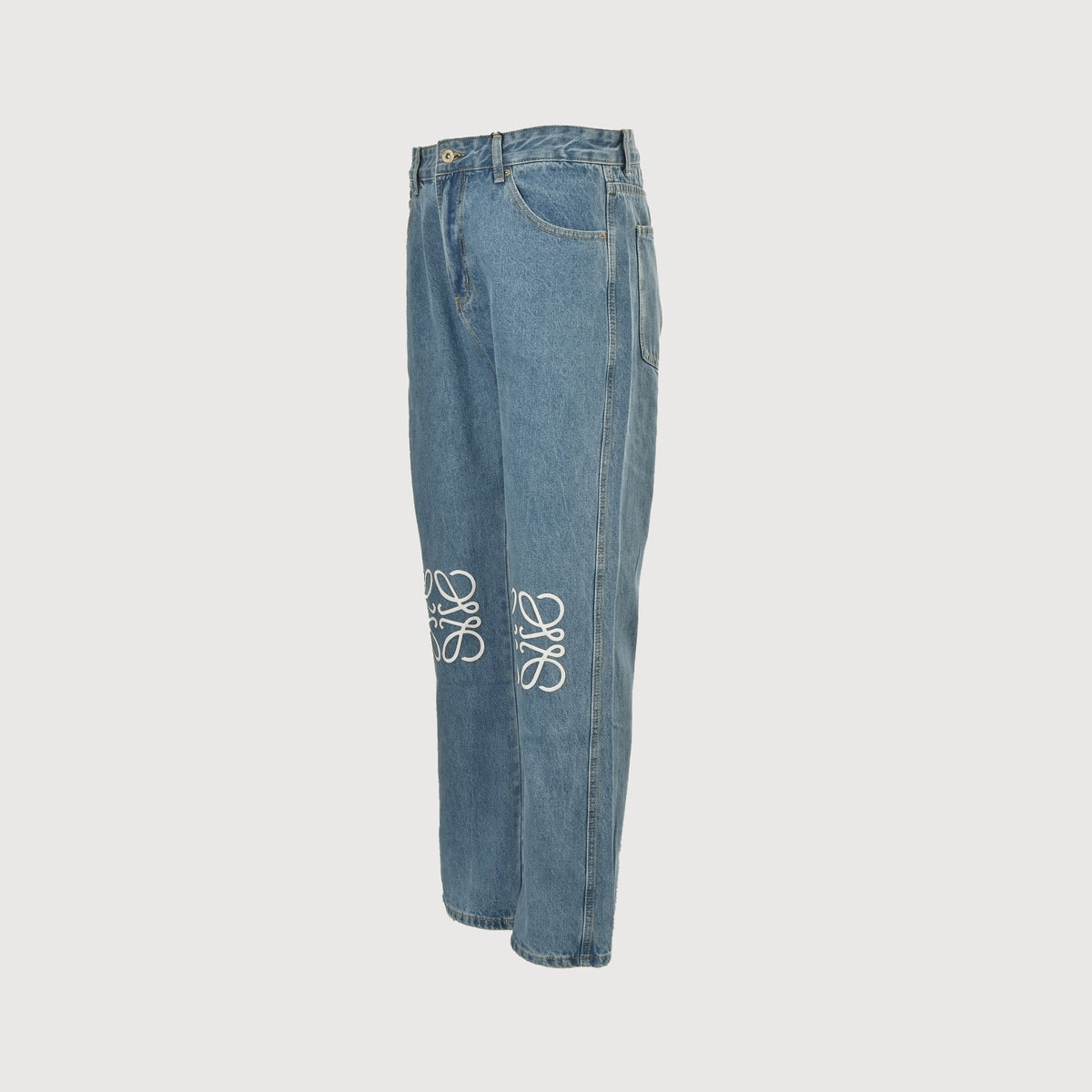 Loewe Anagram Embroidered Straight-Leg Jeans – Medium Blue Wash R5200823