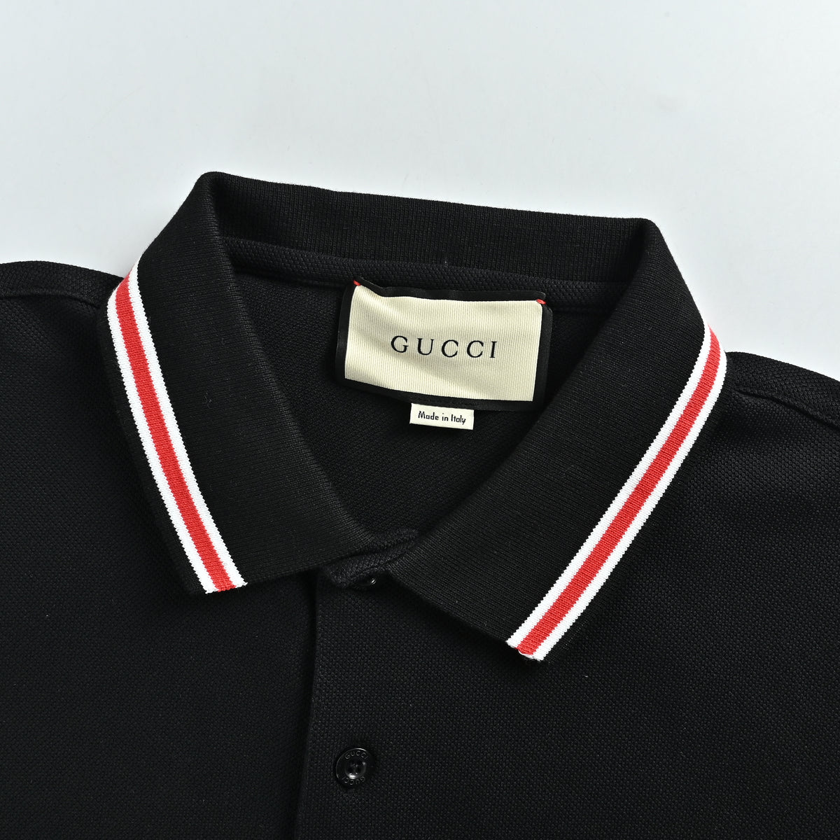 Gucci 24SS Year of the Dragon Flame Embroidered Pocket Polo Shirt – Black
