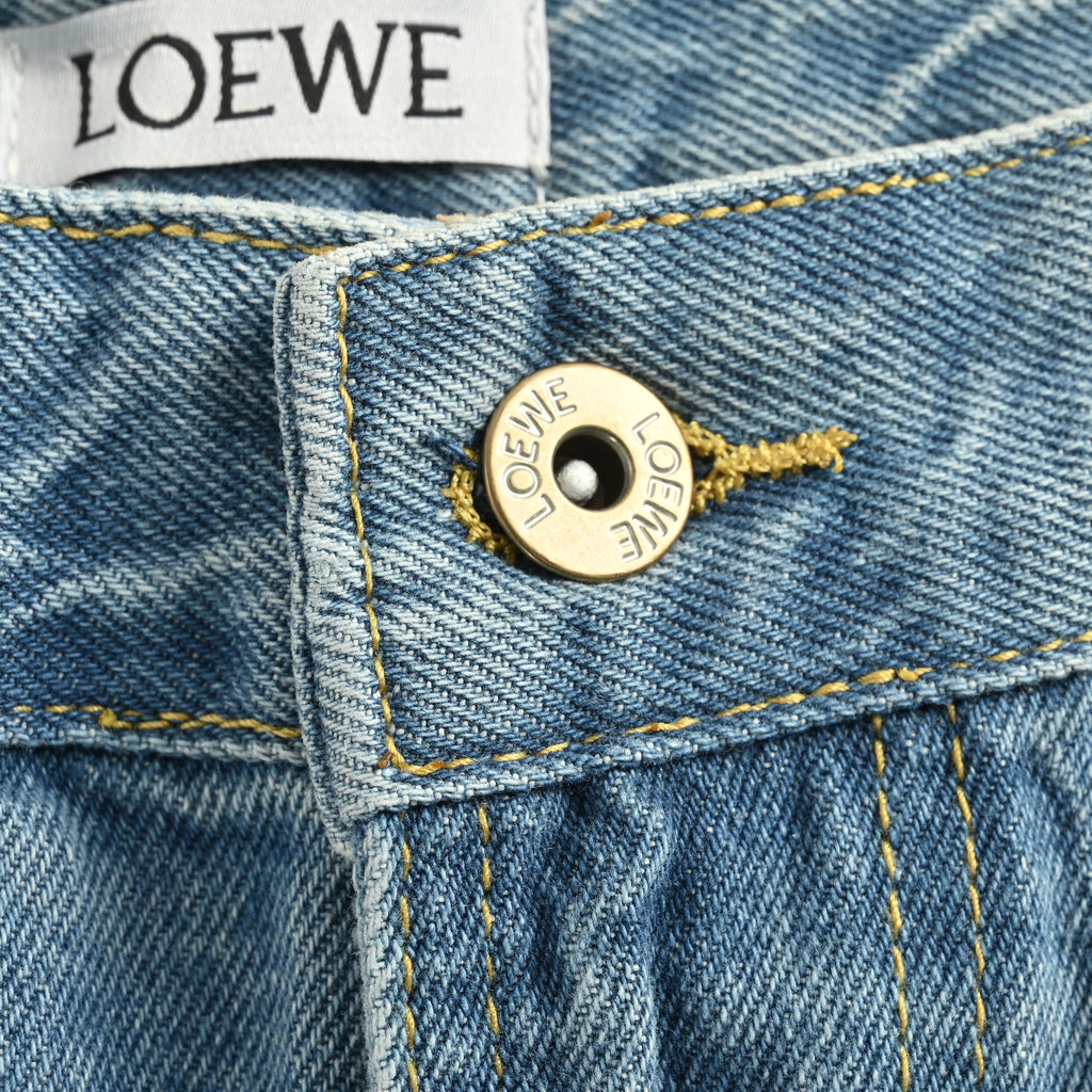 Loewe Anagram Embroidered Straight-Leg Jeans – Medium Blue Wash R5200823