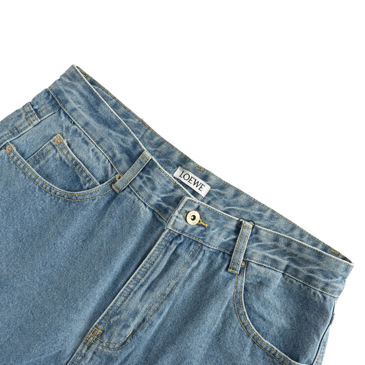 Loewe Anagram Embroidered Straight-Leg Jeans – Medium Blue Wash R5200823