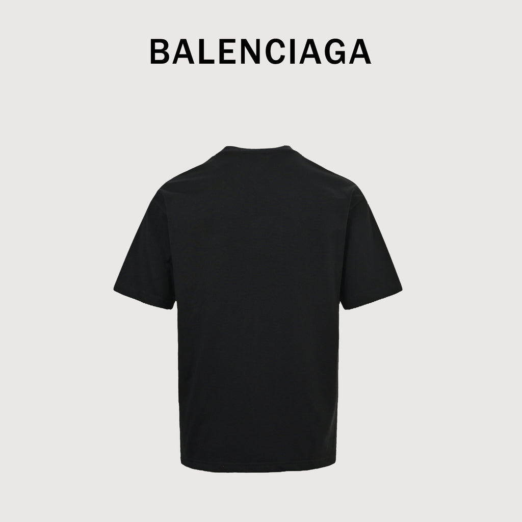 Balenciaga Vertical Script Embroidered Short Sleeve T-Shirt – Black  DK240324-BLK