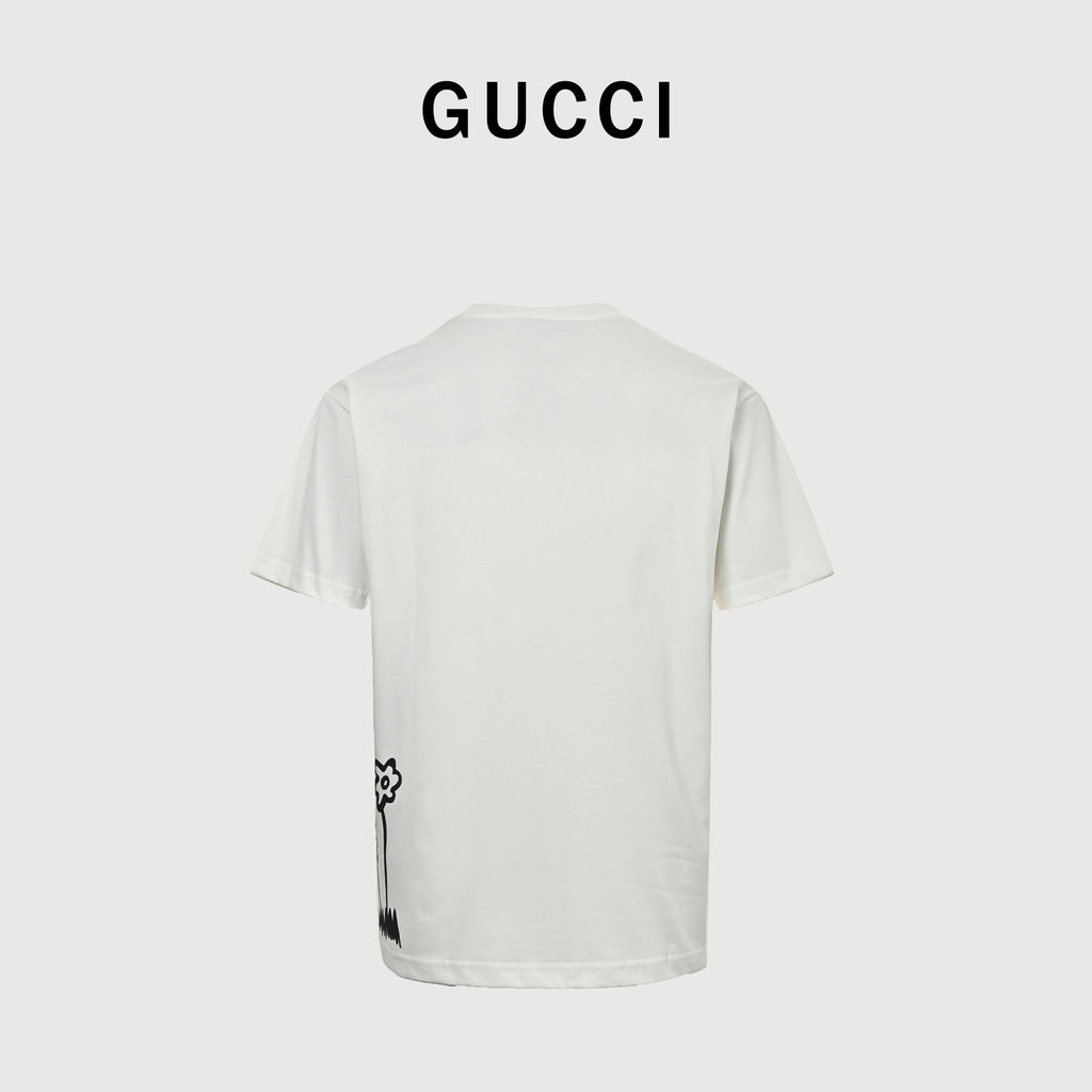 Gucci New Cartoon Series Bear Face Short Sleeve T-Shirt – Off-White  TS2200326