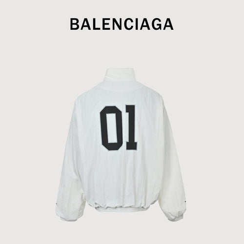 Balenciaga BLCG 26SS Half-Arc 01 Basketball Embroidered Shell Jacket – Off-White SY5600316