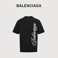 Balenciaga Vertical Script Embroidered Short Sleeve T-Shirt – Black  DK240324-BLK