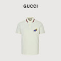 Gucci 24SS Year of the Dragon Flame Embroidered Pocket Polo Shirt – Off-White