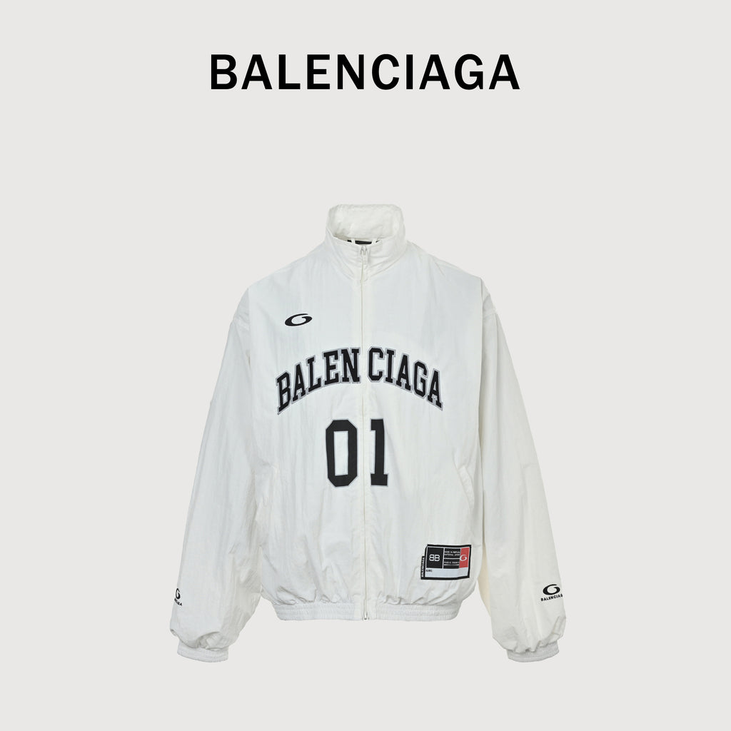 Balenciaga BLCG 26SS Half-Arc 01 Basketball Embroidered Shell Jacket – Off-White SY5600316