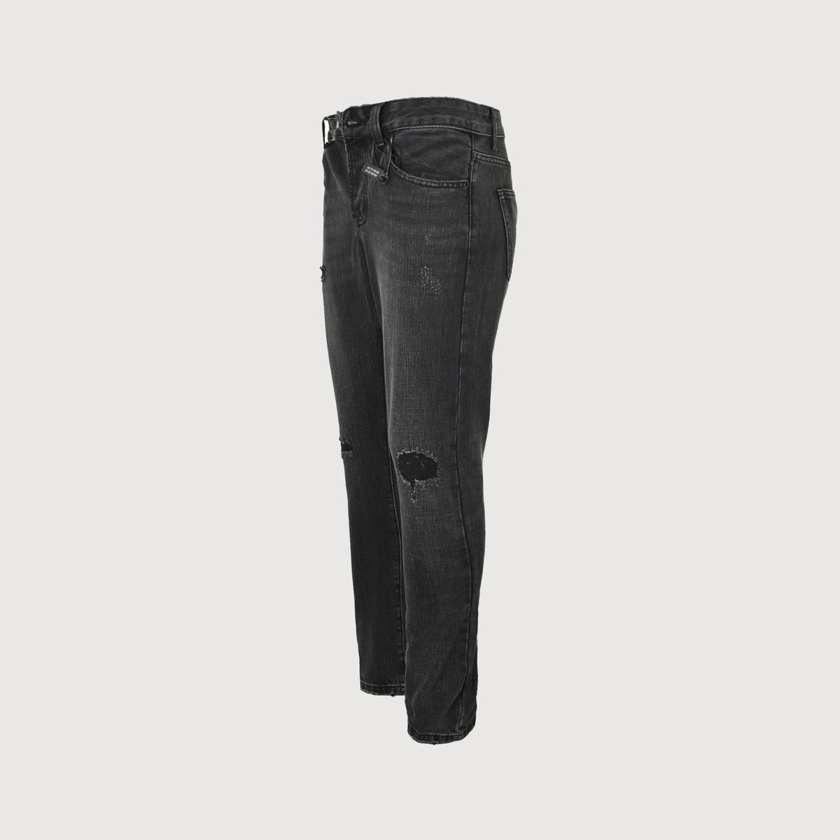 Prada 23FW Triangle Logo Embroidered Washed Slim Jeans – Charcoal  XM5200103