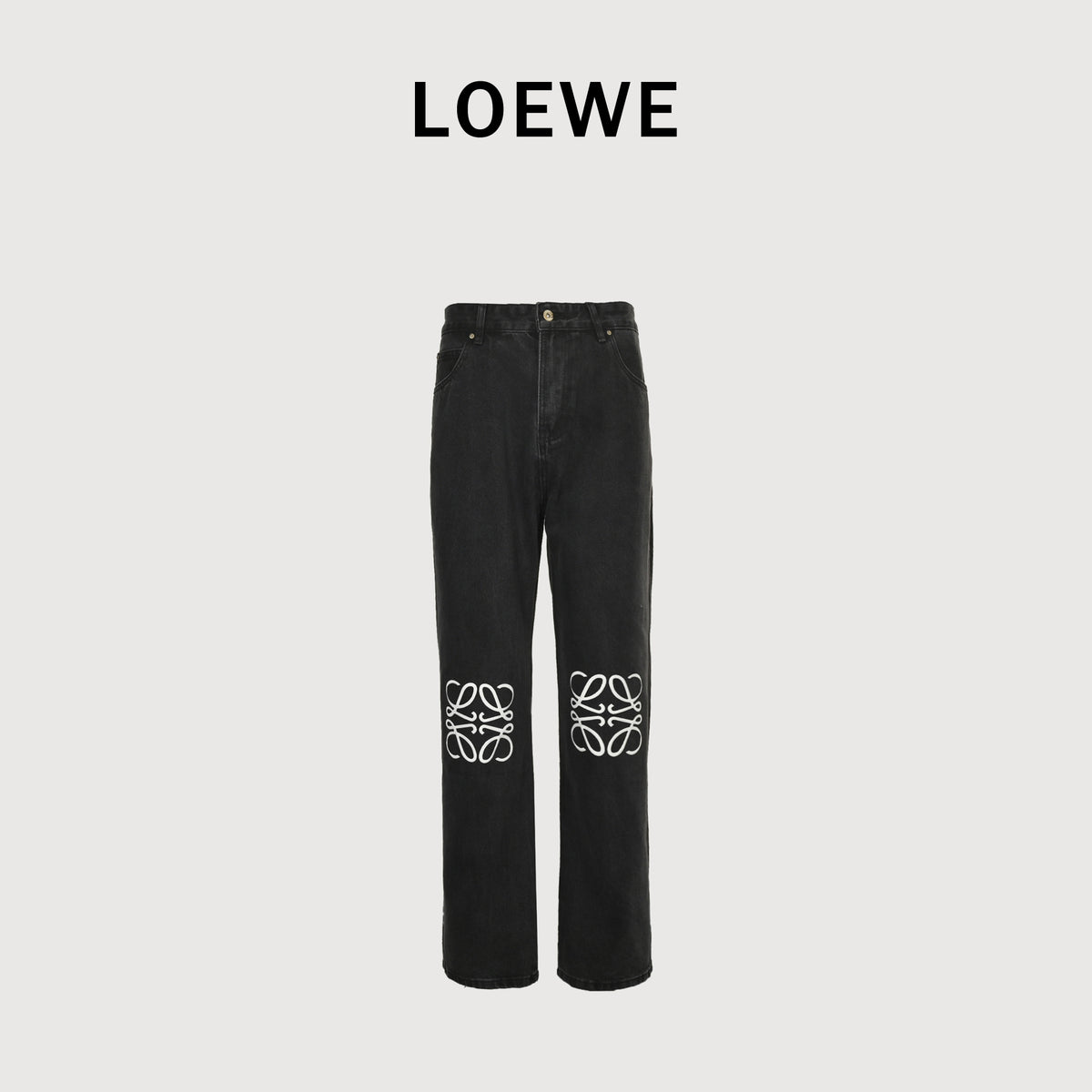 Loewe Anagram Embroidered Straight-Leg Jeans – Black r5200823