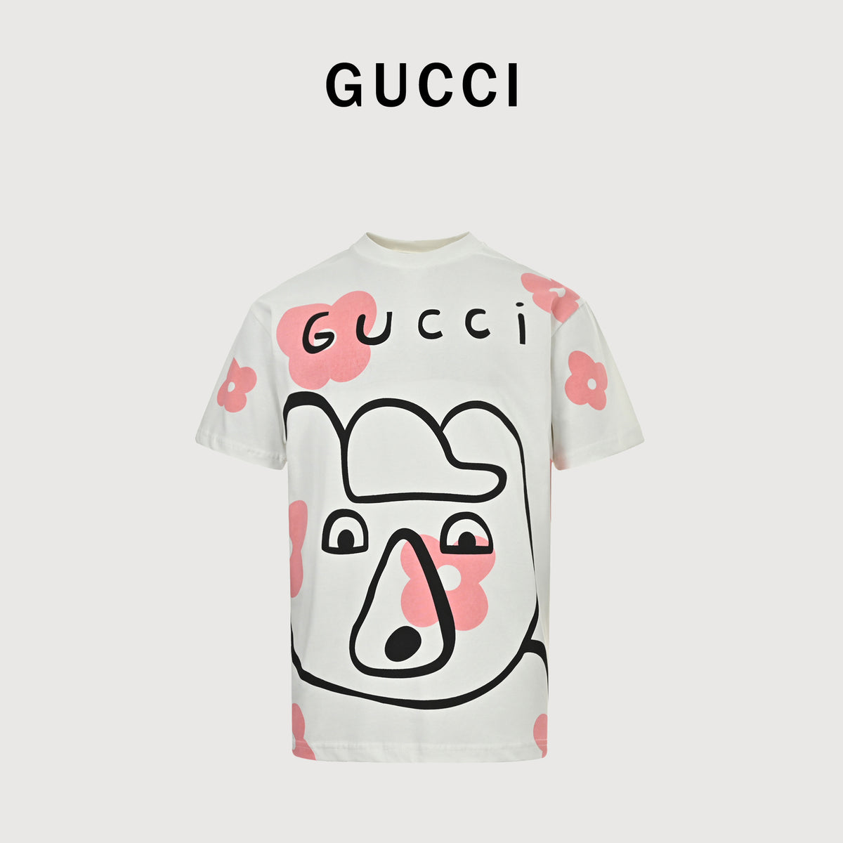 Gucci New Cartoon Series Bear Face Short Sleeve T-Shirt – Off-White  TS2200326