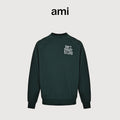 AMI Paris 26SS ADC Heart “Don’t Forget to Love” Terry Cotton Crewneck Sweatshirt — Forest Green H26USW802JE0251
