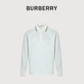 Burberry BBR Check-Collar Piqué Long-Sleeve Polo — White 2026NP3801004