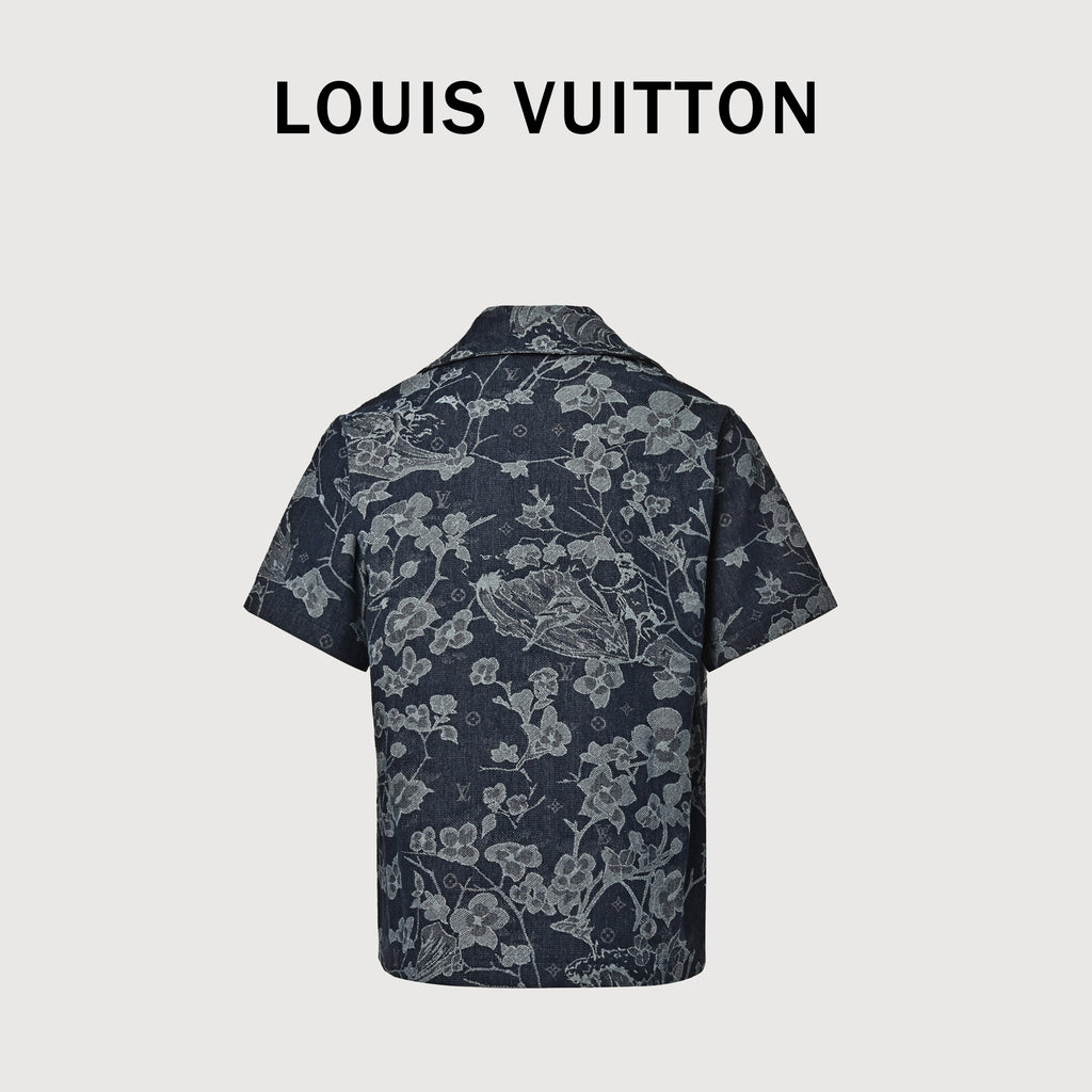 Louis Vuitton LV Floral Denim Jacquard Short-Sleeve Shirt 2026 HY3400701