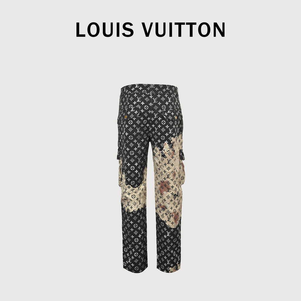 Louis Vuitton LV Monogram All-Over Print Tie-Dye Denim Cargo Pants 2025HY5200928
