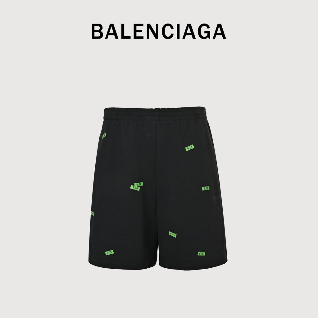 Balenciaga 520 Label Sticker Print Athletic Shorts YS3200529