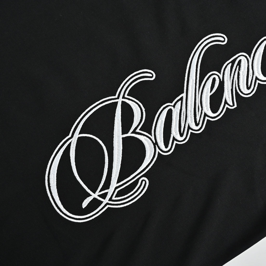 Balenciaga Vertical Script Embroidered Short Sleeve T-Shirt – Black  DK240324-BLK
