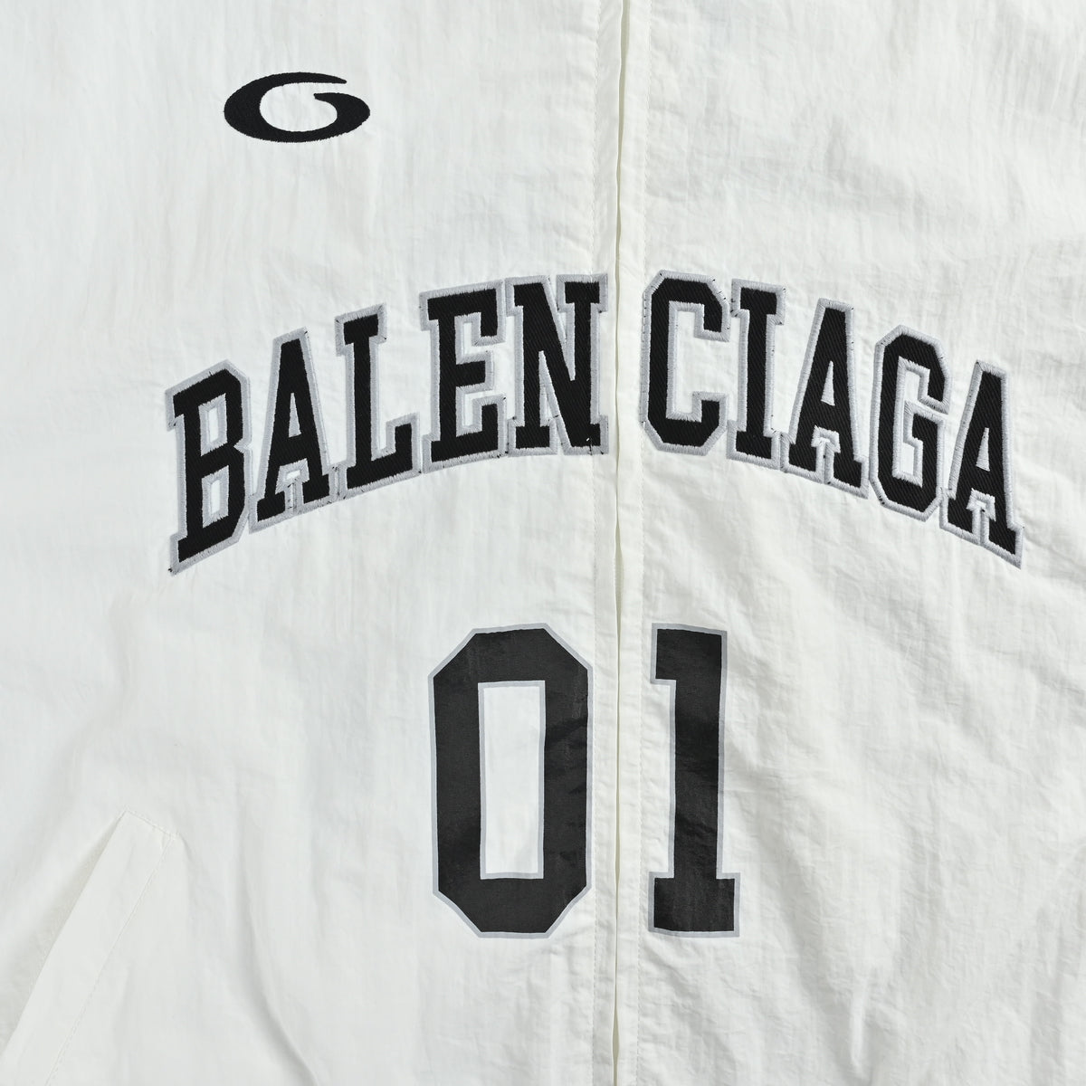 Balenciaga BLCG 26SS Half-Arc 01 Basketball Embroidered Shell Jacket – Off-White SY5600316