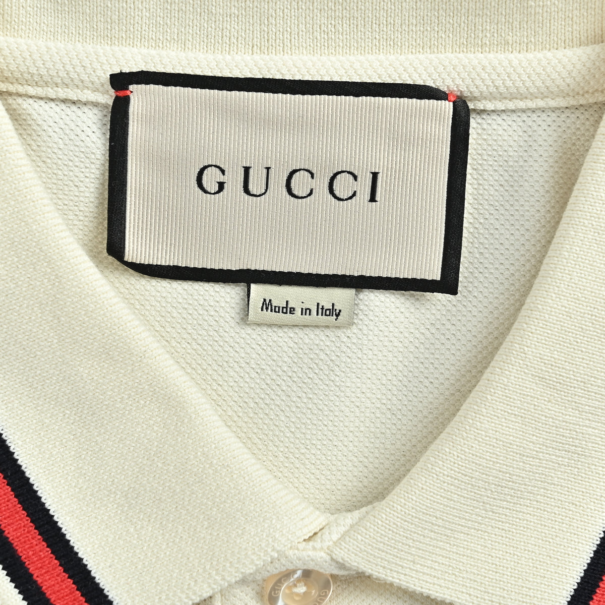 Gucci 24SS Year of the Dragon Flame Embroidered Pocket Polo Shirt – Off-White