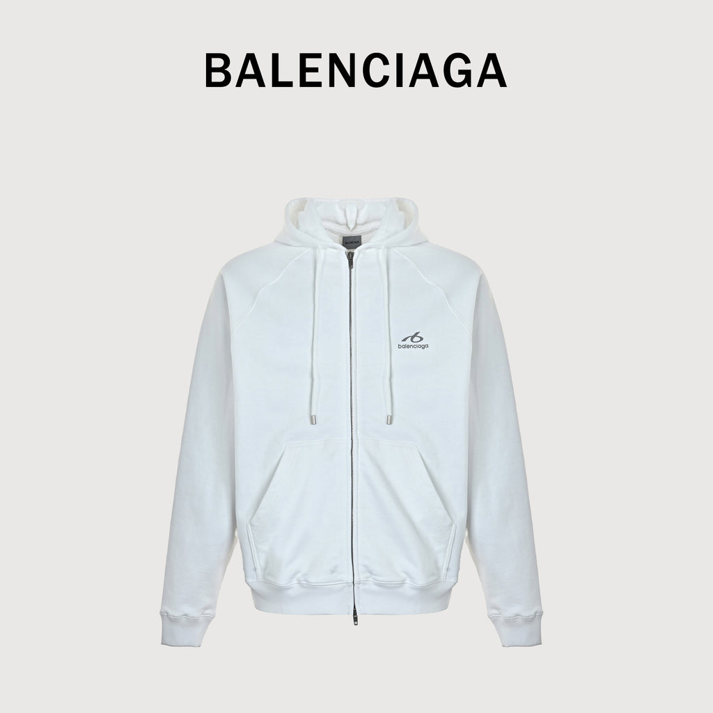 Balenciaga FW26 Bodies Reflective 6B Print Full-Zip Hoodie — White A0016VTUVQ59000