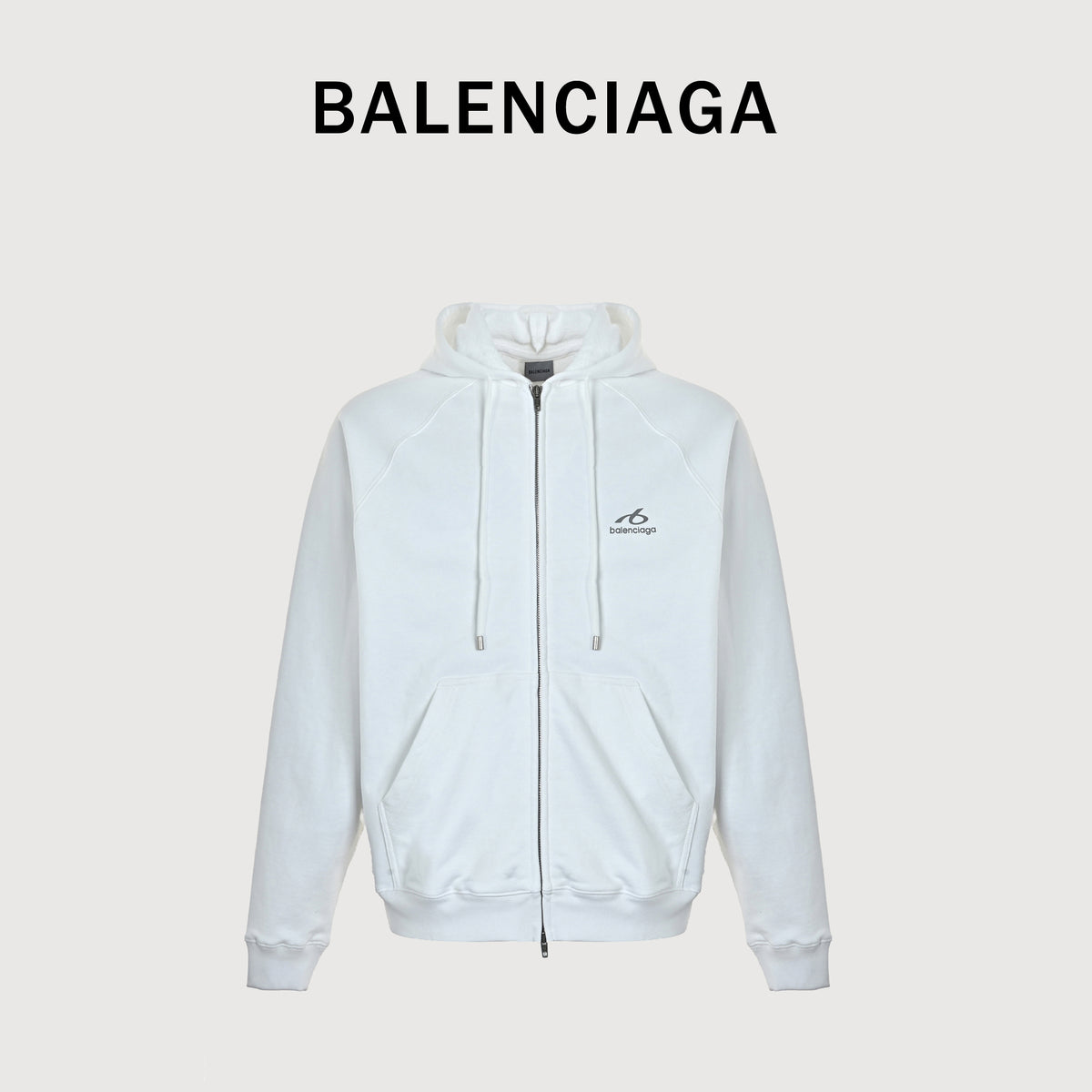 Balenciaga FW26 Bodies Reflective 6B Print Full-Zip Hoodie — White A0016VTUVQ59000