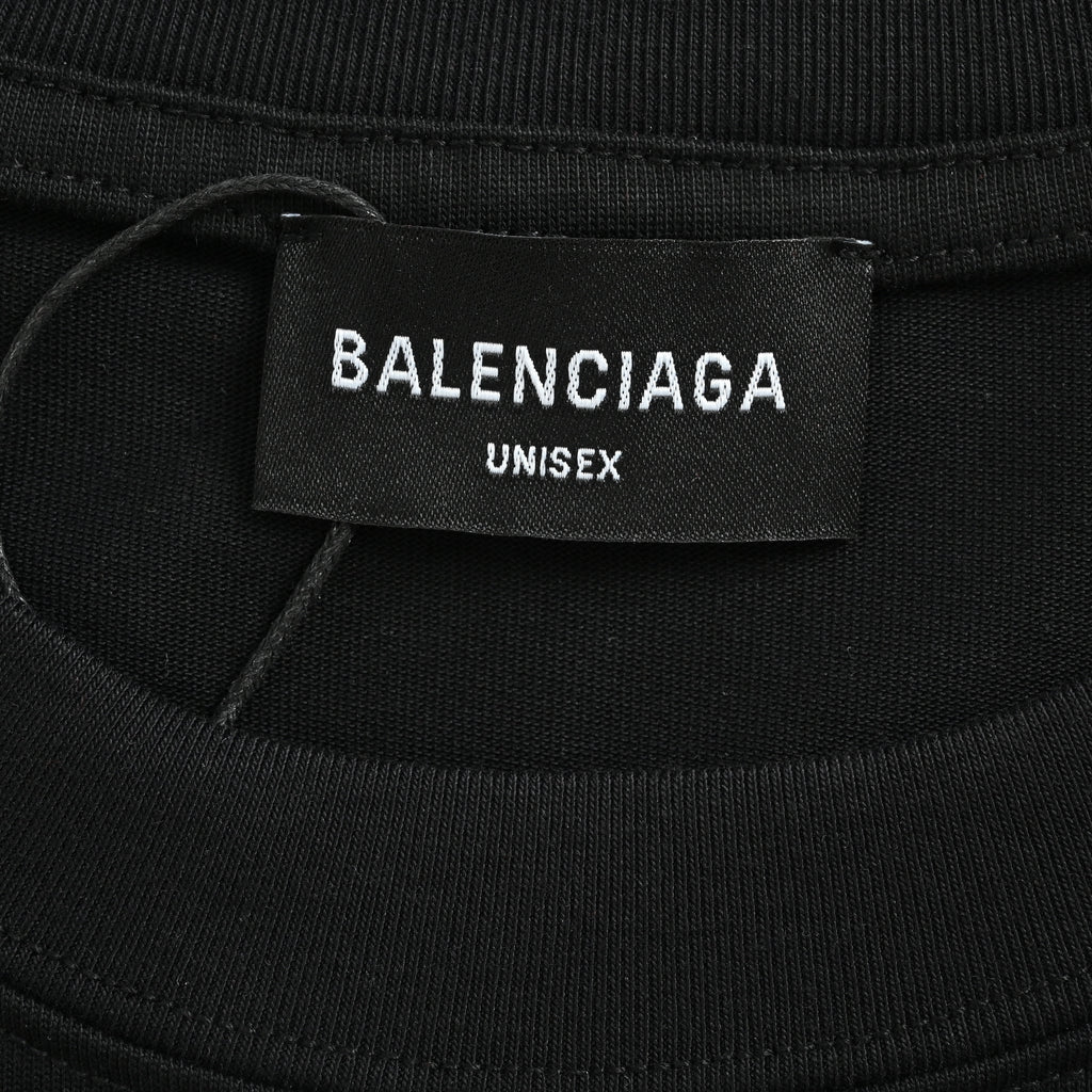 Balenciaga Vertical Script Embroidered Short Sleeve T-Shirt – Black  DK240324-BLK