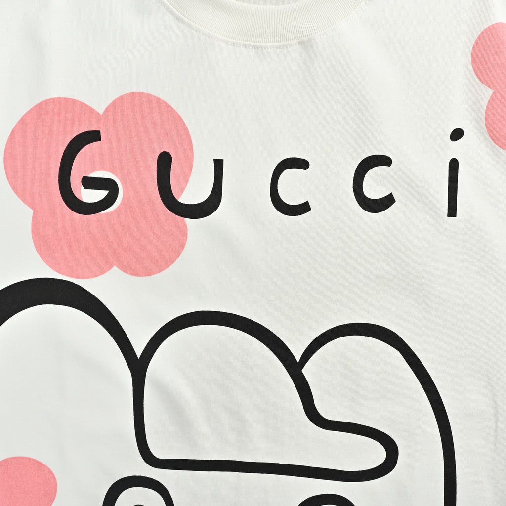 Gucci New Cartoon Series Bear Face Short Sleeve T-Shirt – Off-White  TS2200326