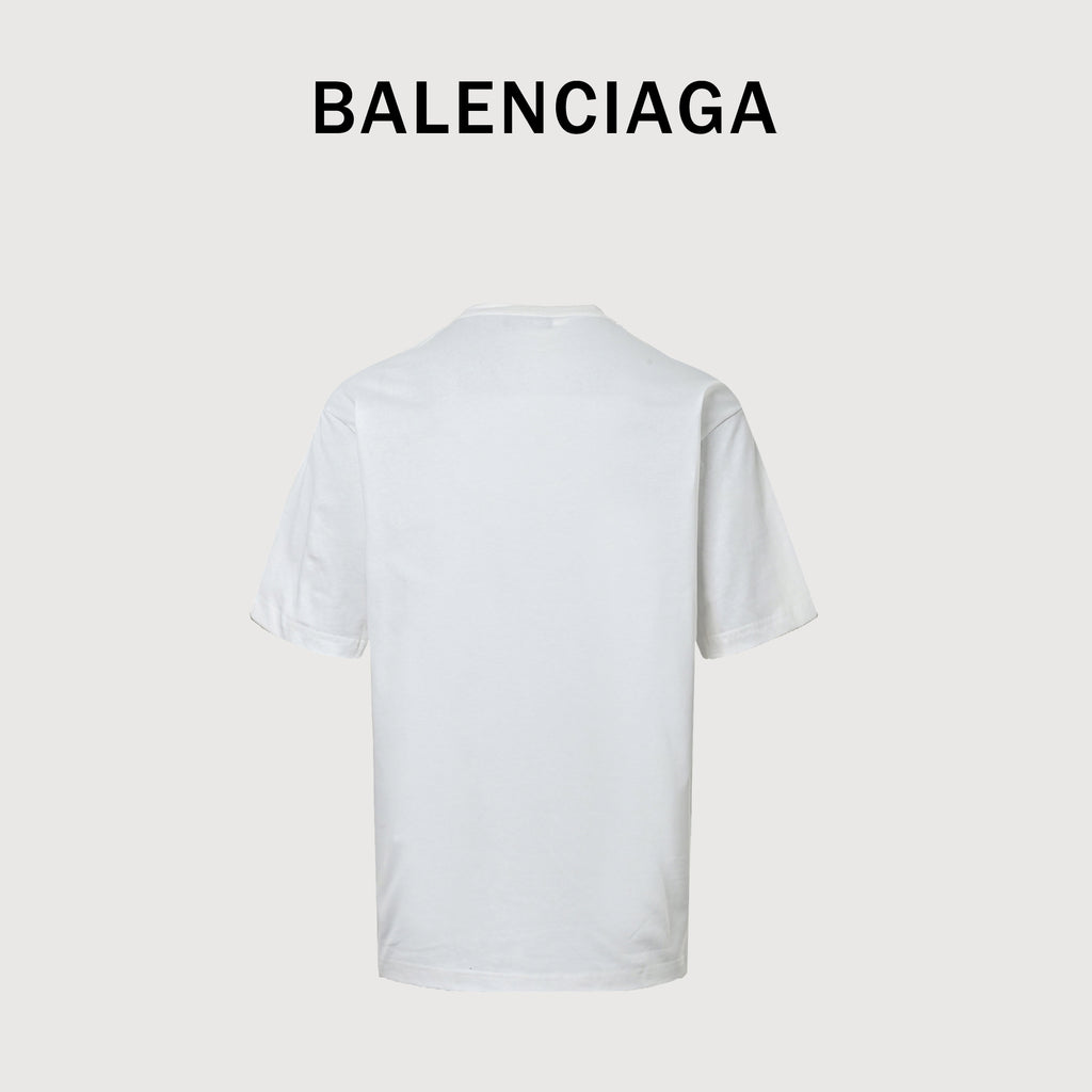 Balenciaga Crossed-Out Logo Print Short Sleeve T-Shirt  MV2400617
