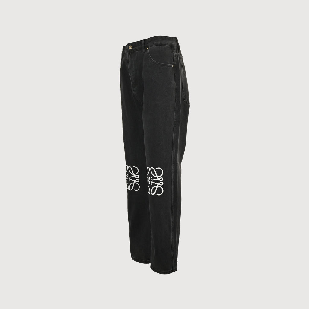 Loewe Anagram Embroidered Straight-Leg Jeans – Black R5200823-BLK