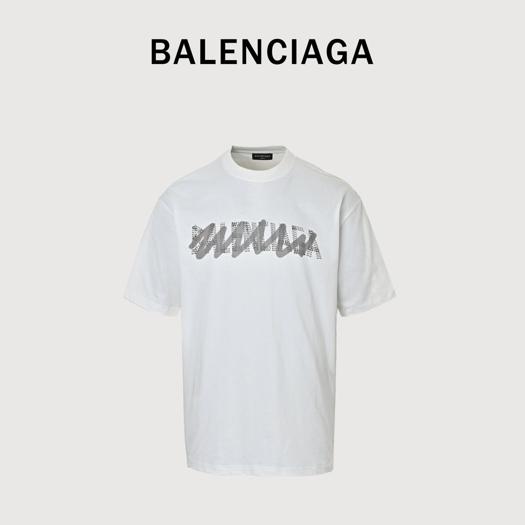 Balenciaga Crossed-Out Logo Print Short Sleeve T-Shirt  MV2400617