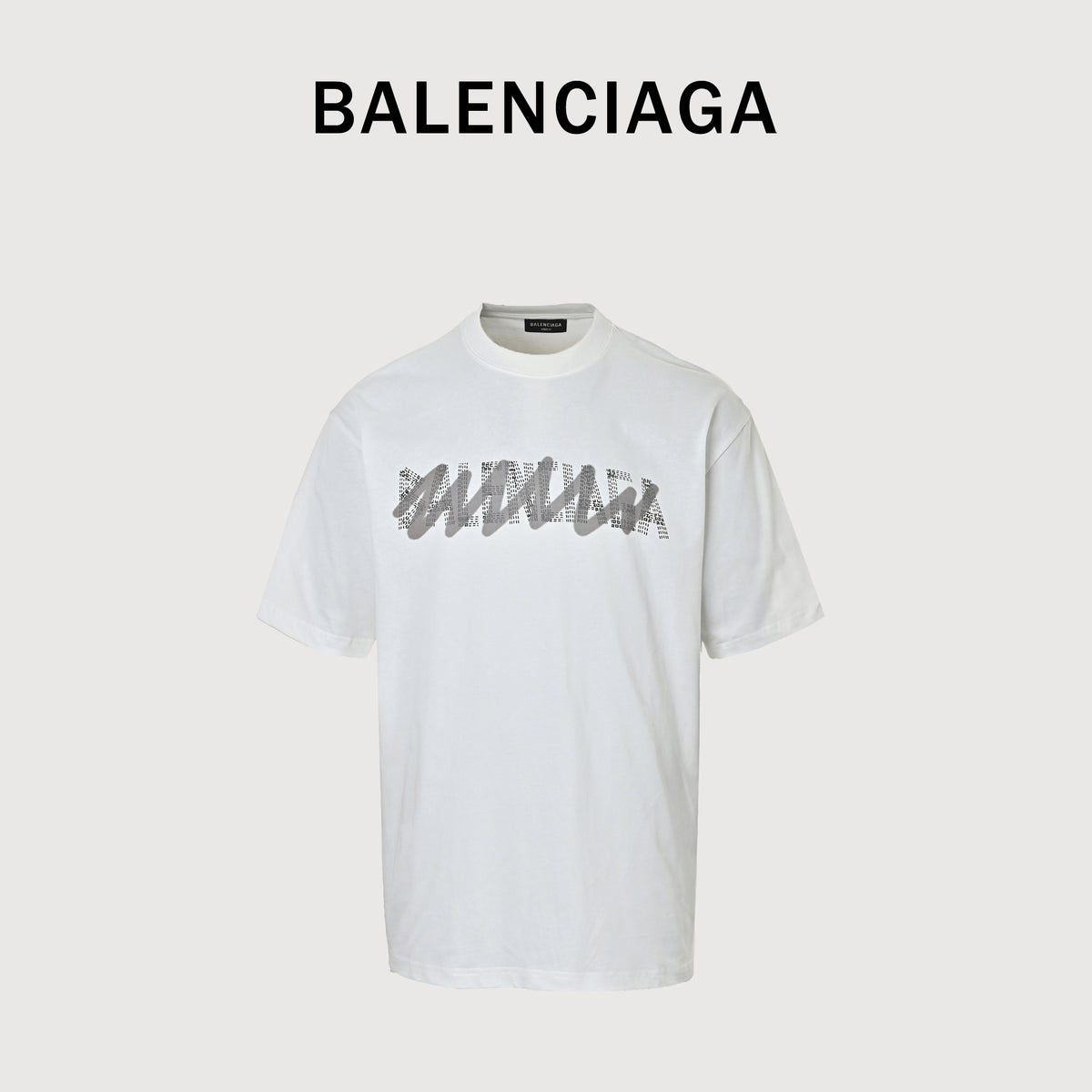 Balenciaga Crossed-Out Logo Print Short Sleeve T-Shirt  MV2400617
