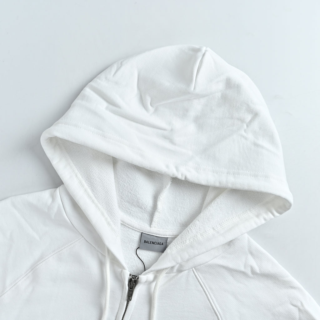 Balenciaga FW26 Bodies Reflective 6B Print Full-Zip Hoodie — White A0016VTUVQ59000