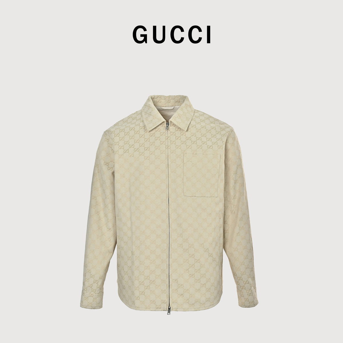 Gucci GG All-Over Jacquard Embroidered Vintage Shirt-Collar Jacket  FY7800921