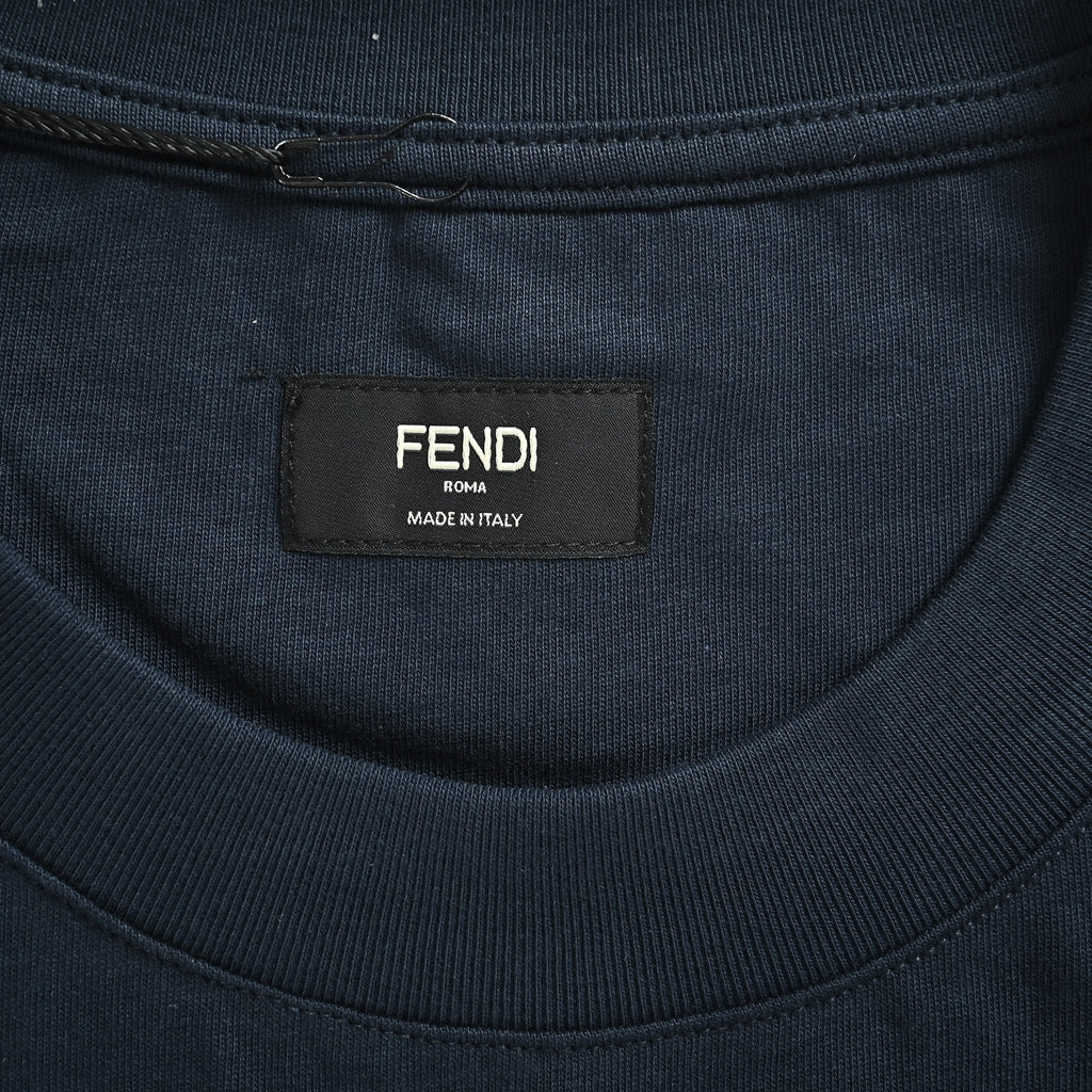 Fendi Explosion Polka Dot Letter Embroidered Short Sleeve T-Shirt – Navy  FY2400703-NVY