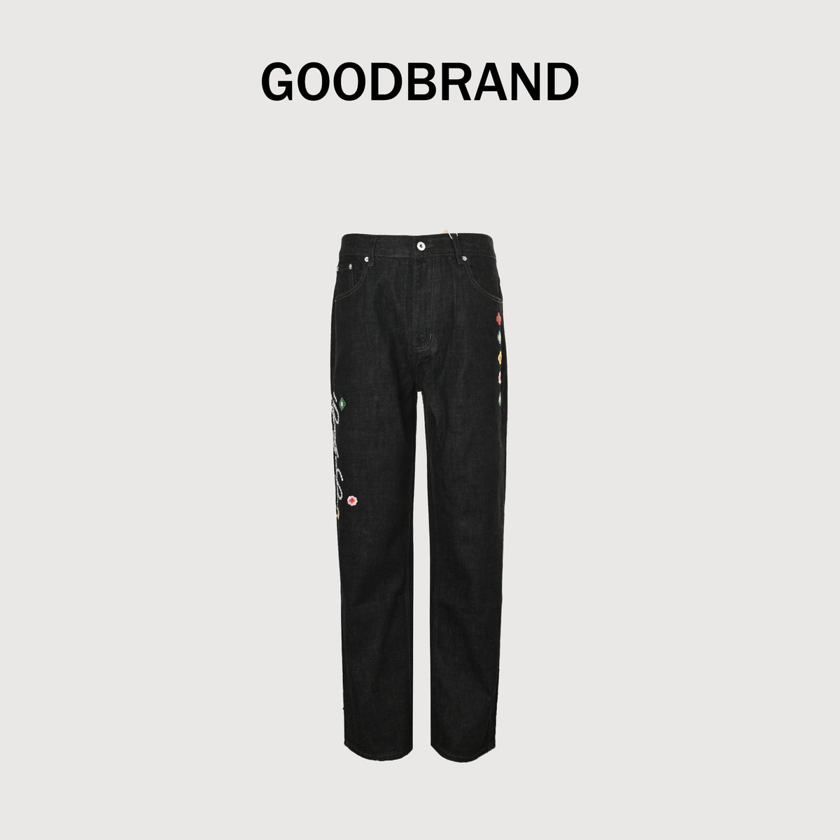 GOODBRAND 2025SS GOODLOVES Floral Vintage Selvedge Raw Jeans – Black SY4801103
