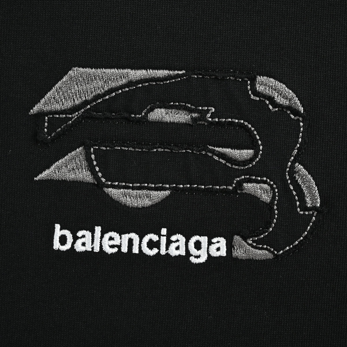 Balenciaga Heavy Embroidered Patch Short Sleeve T-Shirt – Black  XBK2800324-BLK