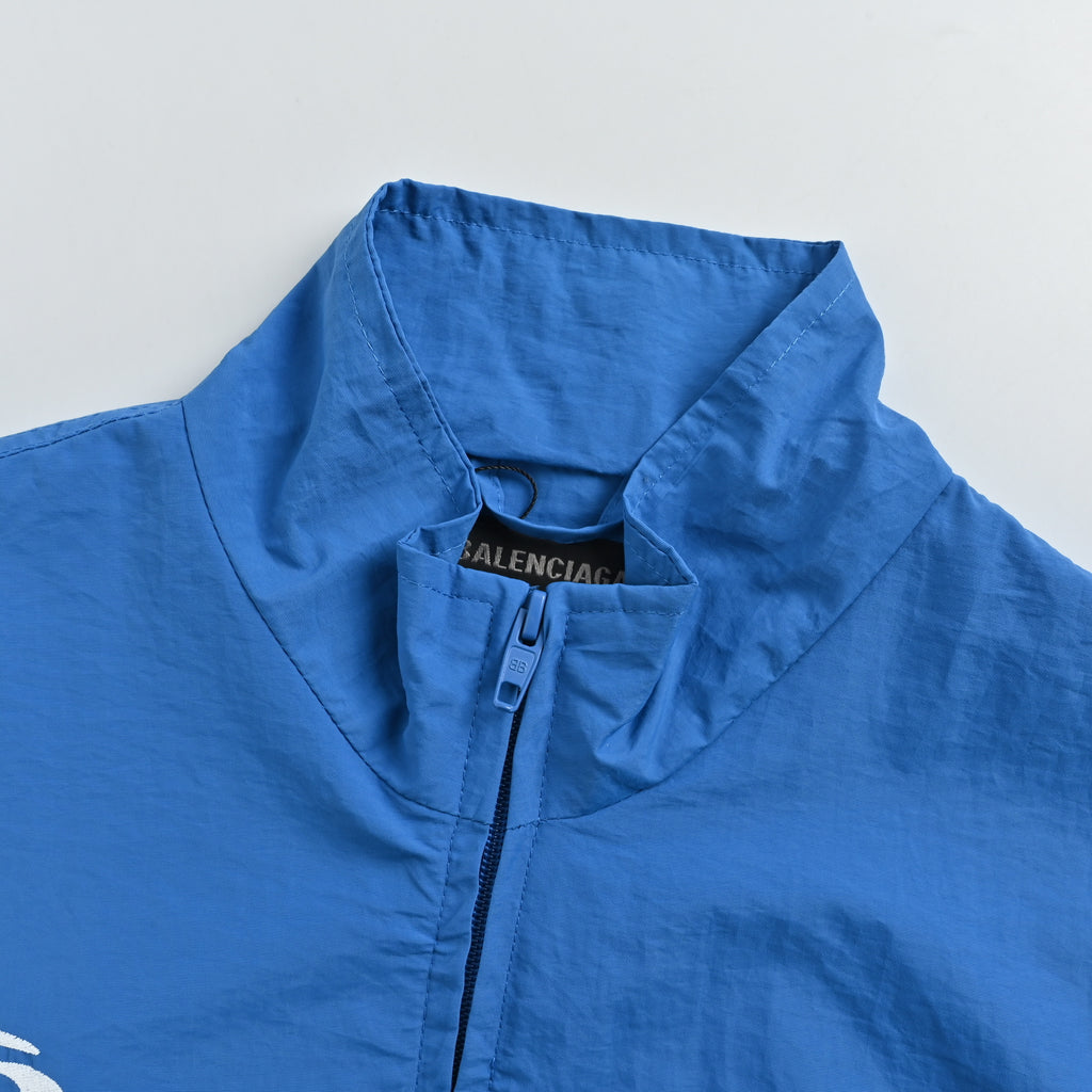 Balenciaga BLCG 26SS Half-Arc 01 Basketball Embroidered Shell Jacket – Royal Blue   822226TPQ384003