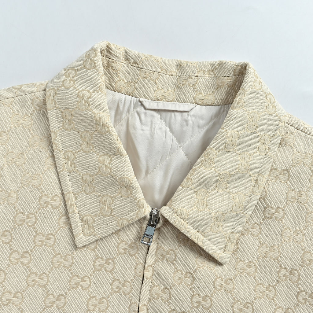 Gucci GG All-Over Jacquard Embroidered Vintage Shirt-Collar Jacket  FY7800921