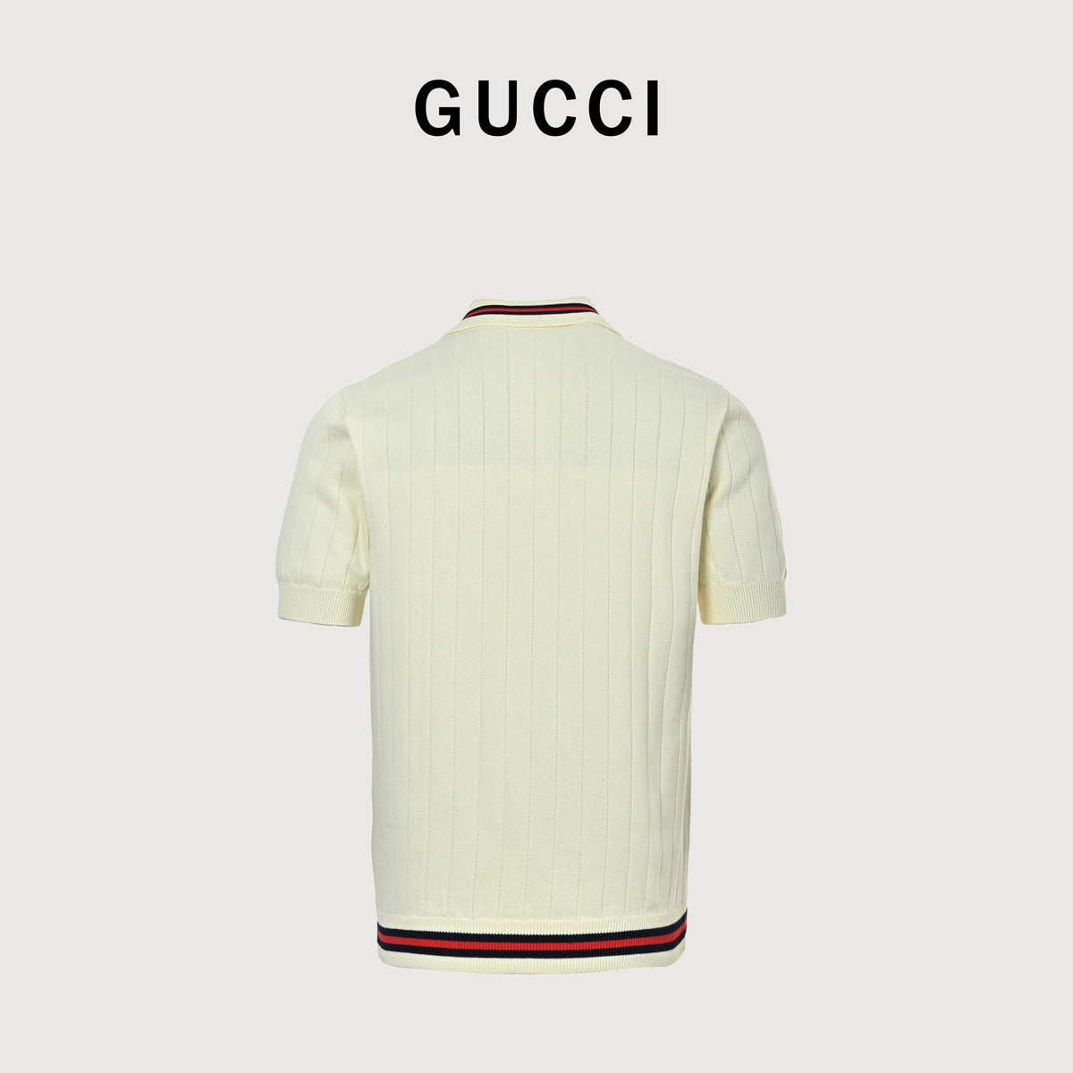 Gucci 25SS Pocket Embroidered Knit Polo Shirt – Cream DK3000722
