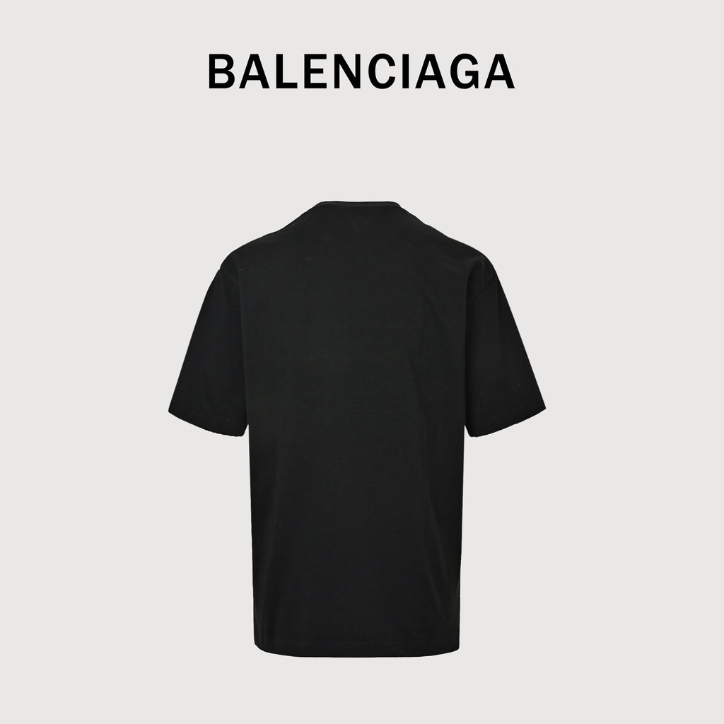 Balenciaga Crossed-Out Logo Print Short Sleeve T-Shirt – Black MV2400617-BLK
