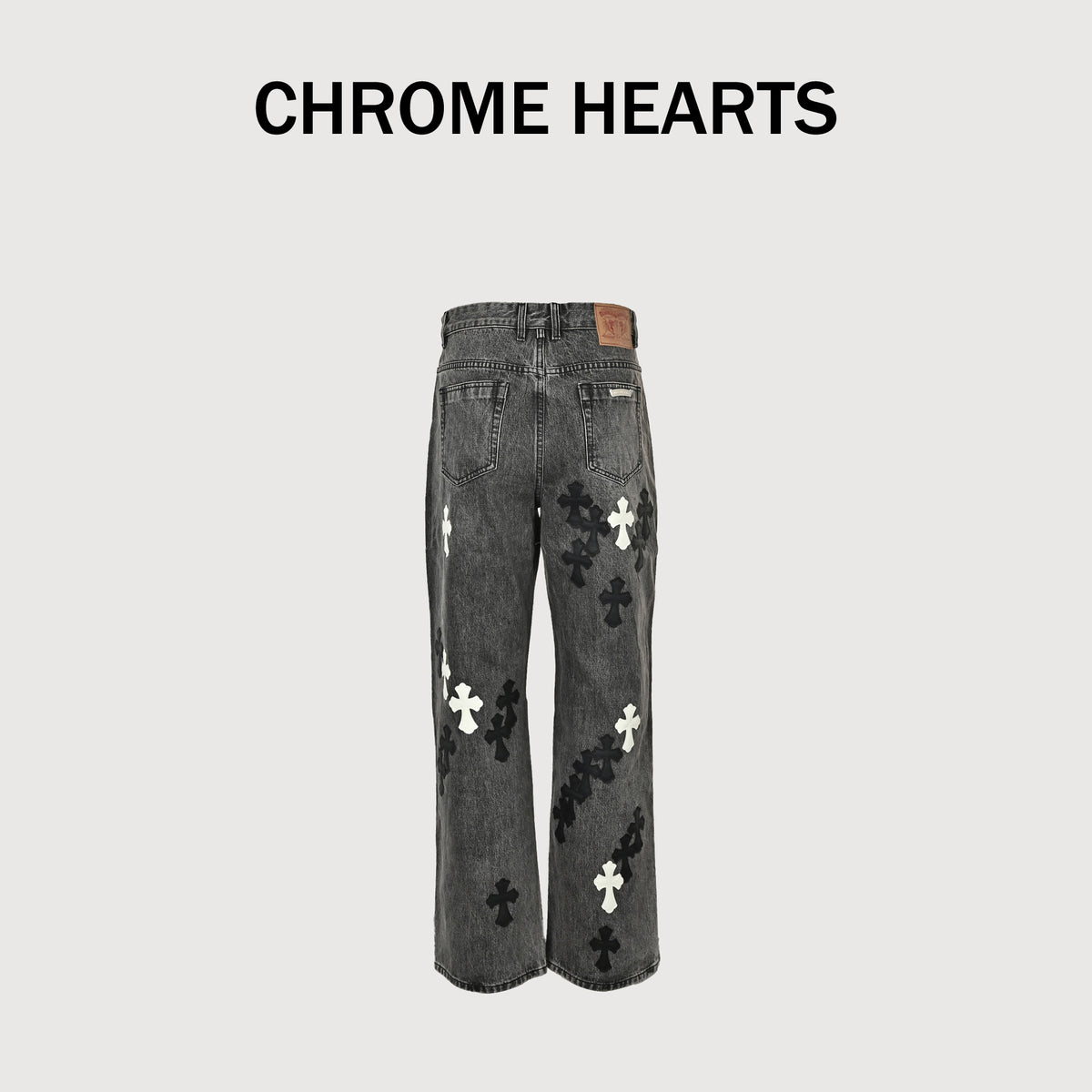 Chrome Hearts CH Limited Flame Leather Cross Patch Jeans CH-20261382