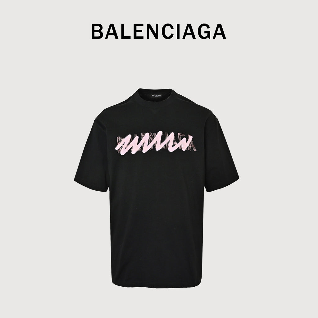 Balenciaga Crossed-Out Logo Print Short Sleeve T-Shirt – Black MV2400617-BLK