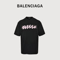 Balenciaga Crossed-Out Logo Print Short Sleeve T-Shirt – Black MV2400617-BLK
