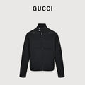 Gucci SS26 La Famiglia Stand-Collar Horseshoe-Buckle Moto Jacket — Black 864799-XDDFZ-1000