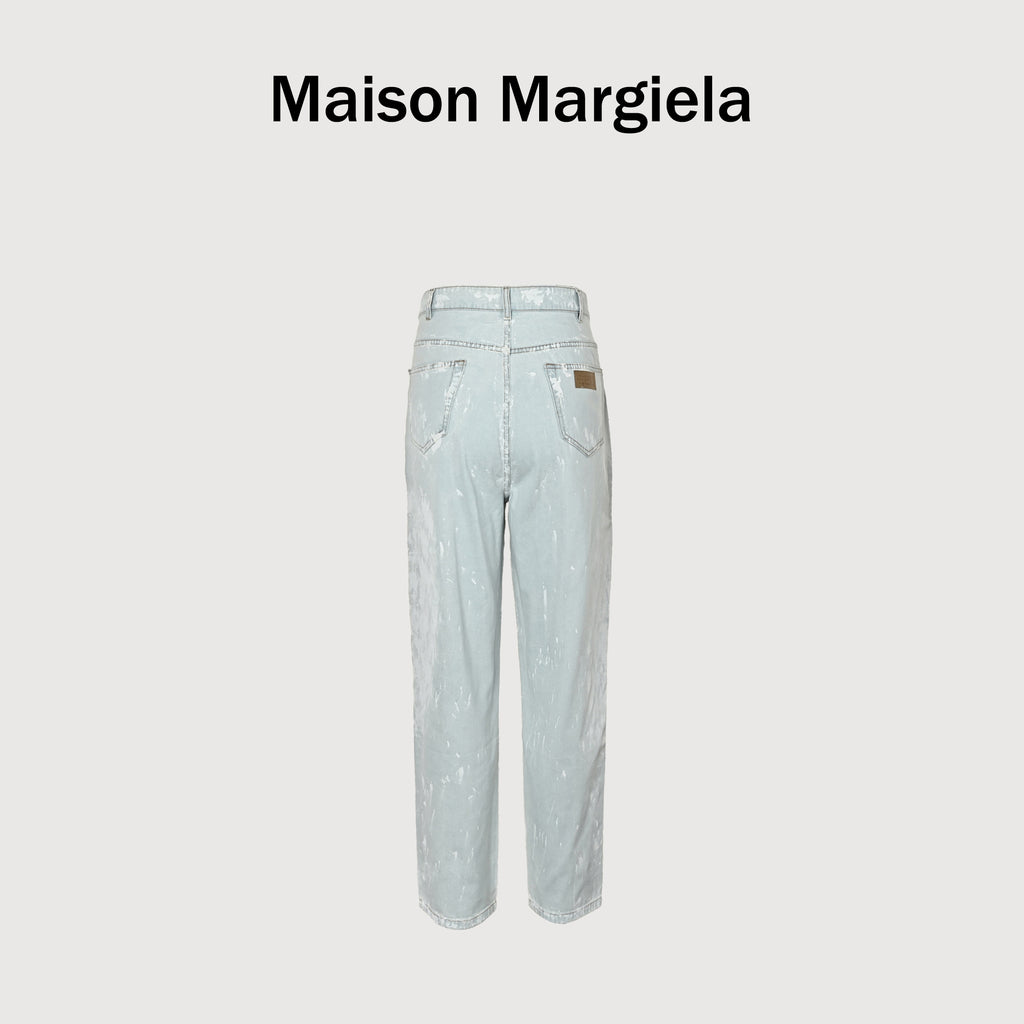 Maison Margiela 26SS Paint Splash Five-Pocket Straight-Leg Jeans – Ice Blue  HH6000701