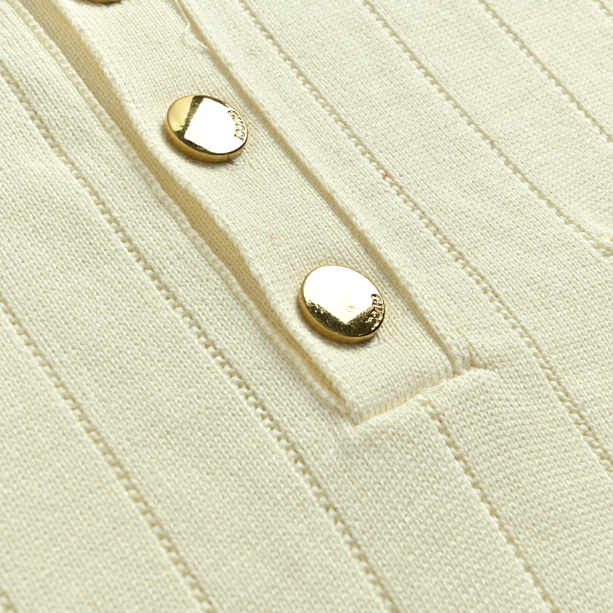 Gucci 25SS Pocket Embroidered Knit Polo Shirt – Cream DK3000722