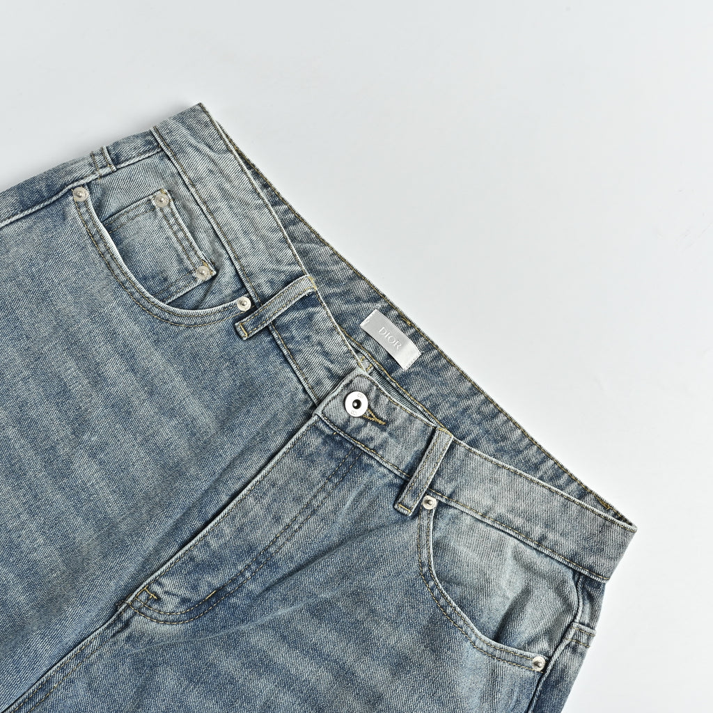 Dior Vintage Patchwork Wide-Leg Jeans – Light Blue Wash  R4400518