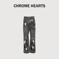 Chrome Hearts CH Limited Flame Leather Cross Patch Jeans CH-20261382