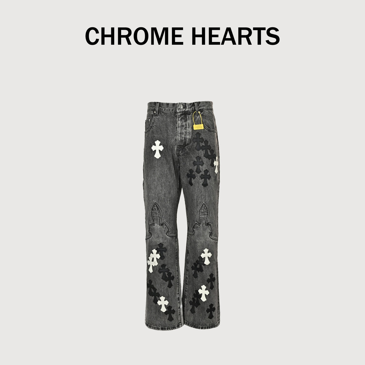 Chrome Hearts CH Limited Flame Leather Cross Patch Jeans CH-20261382