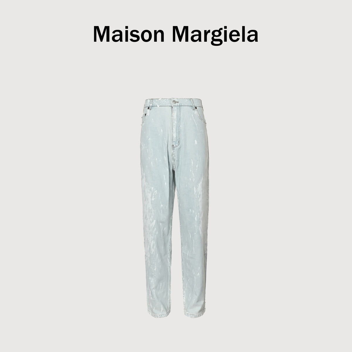 Maison Margiela 26SS Paint Splash Five-Pocket Straight-Leg Jeans – Ice Blue  HH6000701
